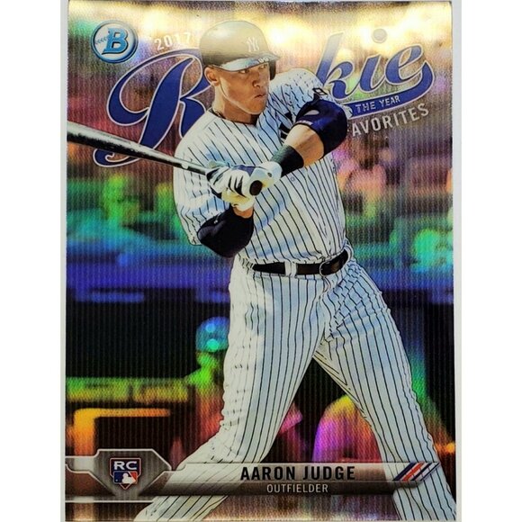 AARON JUDGE ROOKIE REFRACTOR 2017 BOWMAN CHROME #ROYF-9, YANKEES, MVP! - Picture 3 of 3